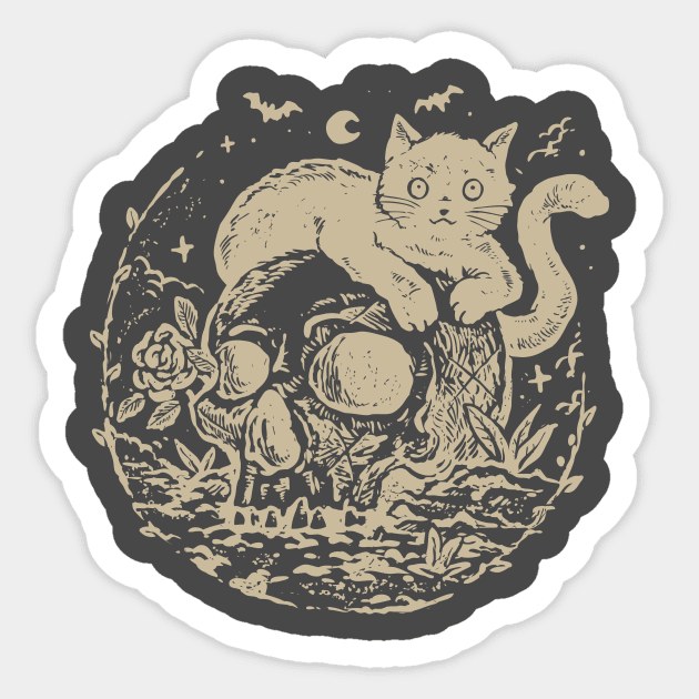 Kitty Purrfectly Spooky Sticker by Tees For UR DAY